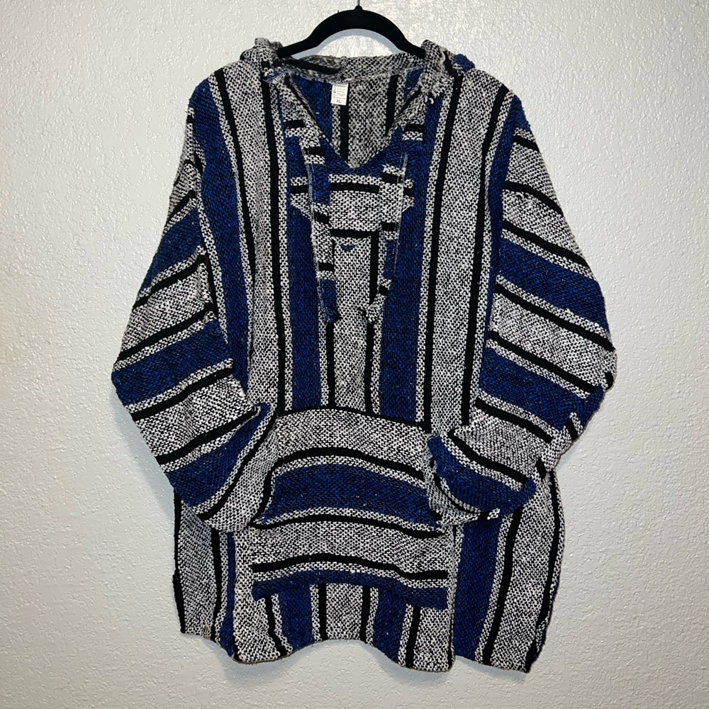 Mexican blanket hoodie poncho jacket - BAJA hoodie